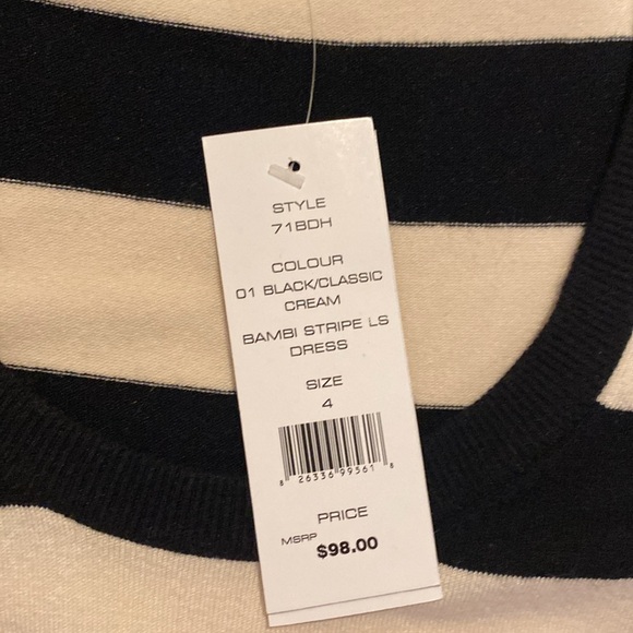 NWT French Connection black and cream thick stripe sweater dress - Picture 3 of 3
